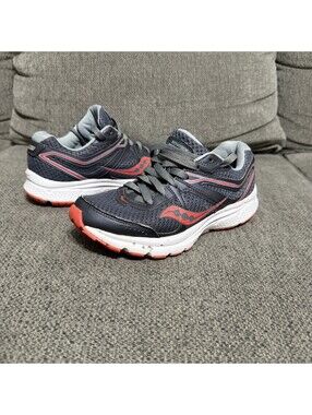 Saucony Cohesion Running Shoes Womens Size 6 Gray Coral Mesh Athletic Sneakers